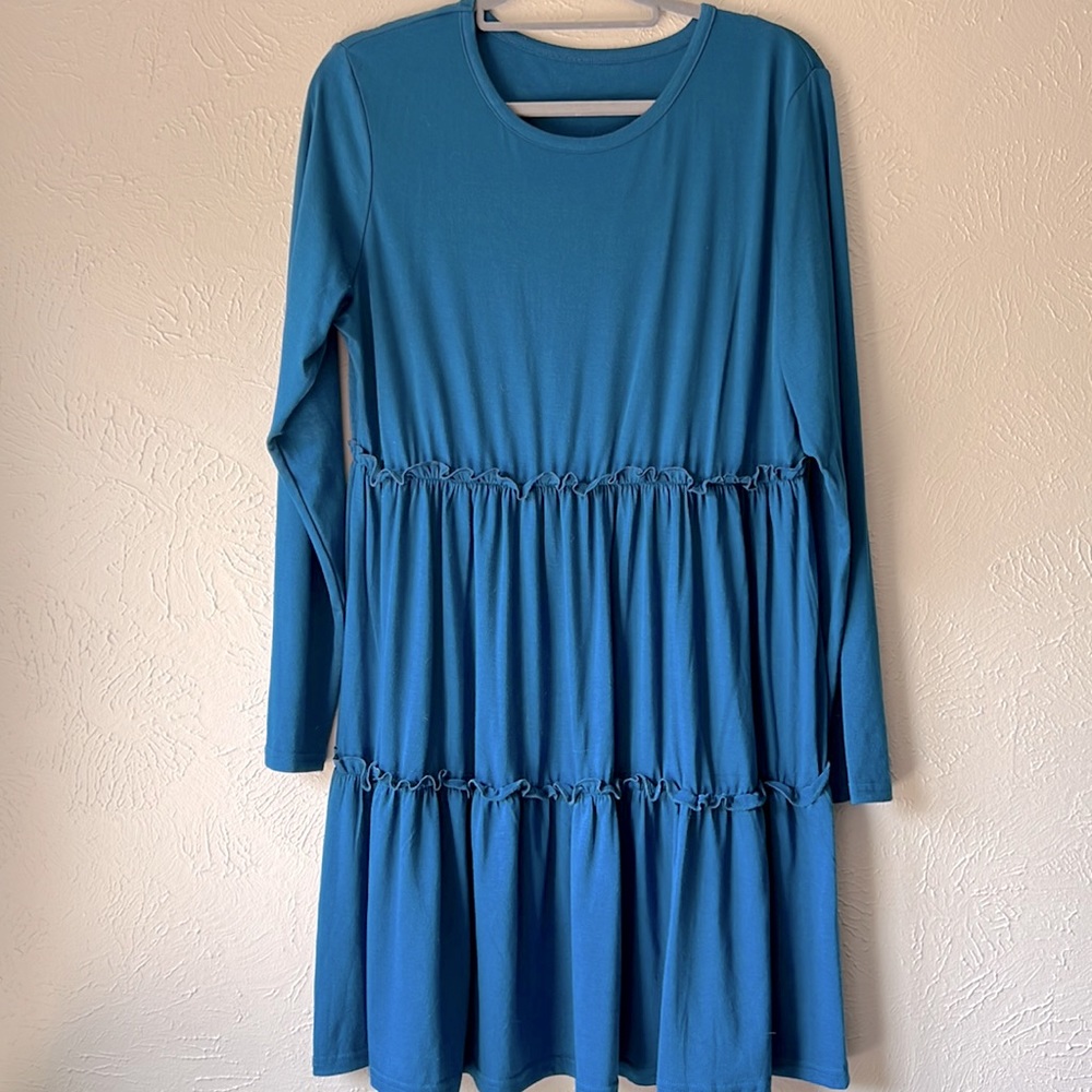Teal Long Sleeve Dress